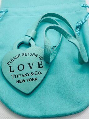 Tiffany & Co Heart Blue & Black Leather Return To Love Bag Charm